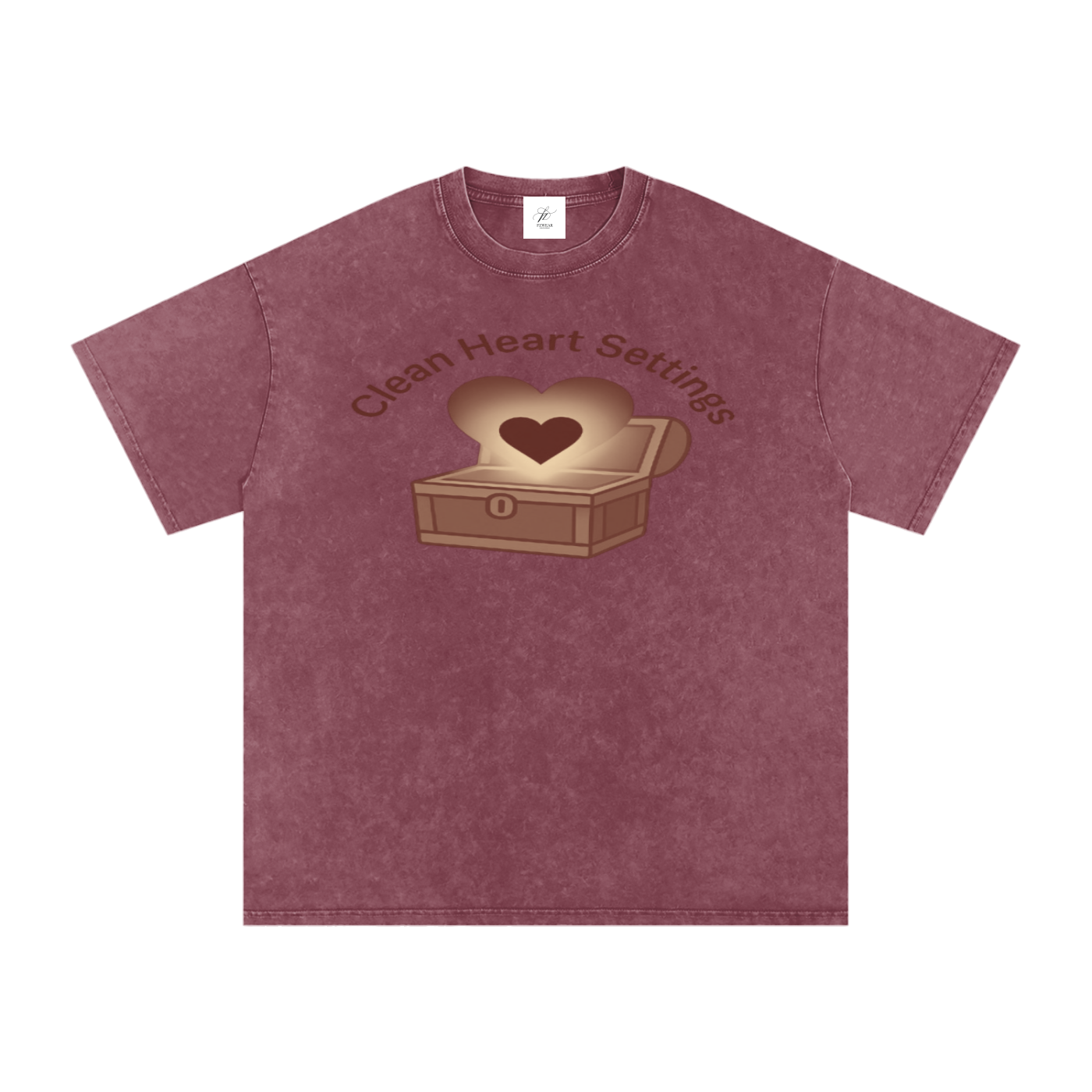 FZ Unisex Acid Wash Clean Heart Oversize Tee