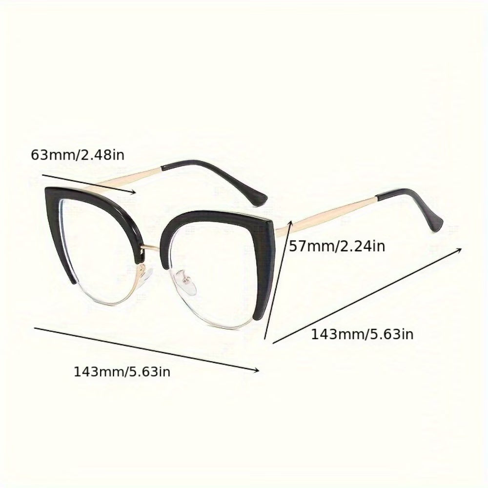 FZ Anti-Blue Light Cat EyeHalf-Frame Clear Lens Sunglasses