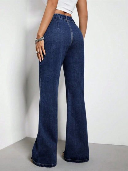 High Waist Bootcut Jeans with Pockets Trendsi