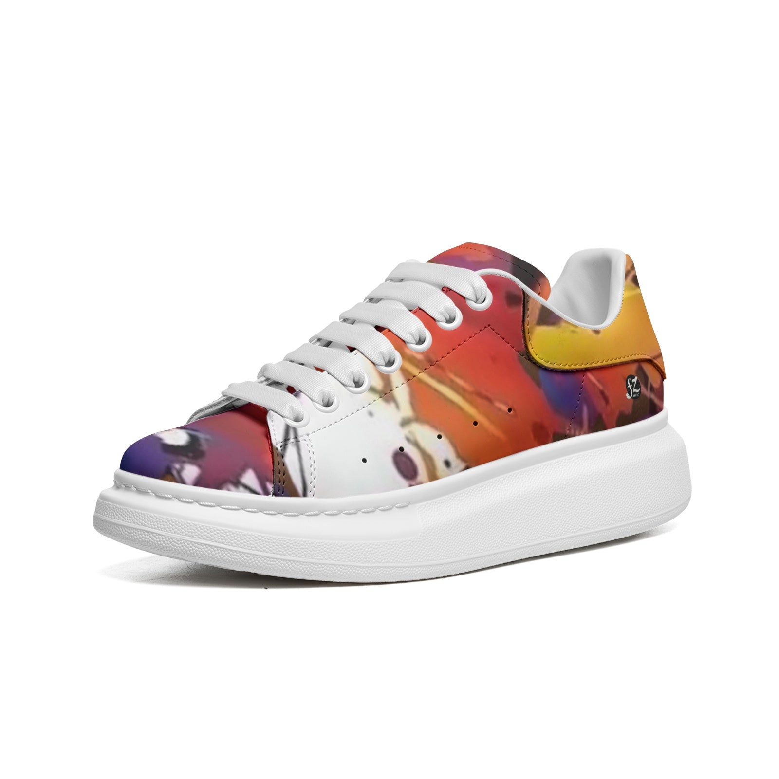 FZ Unisex Non Slip Lace Up Faux Leather Sneakers
