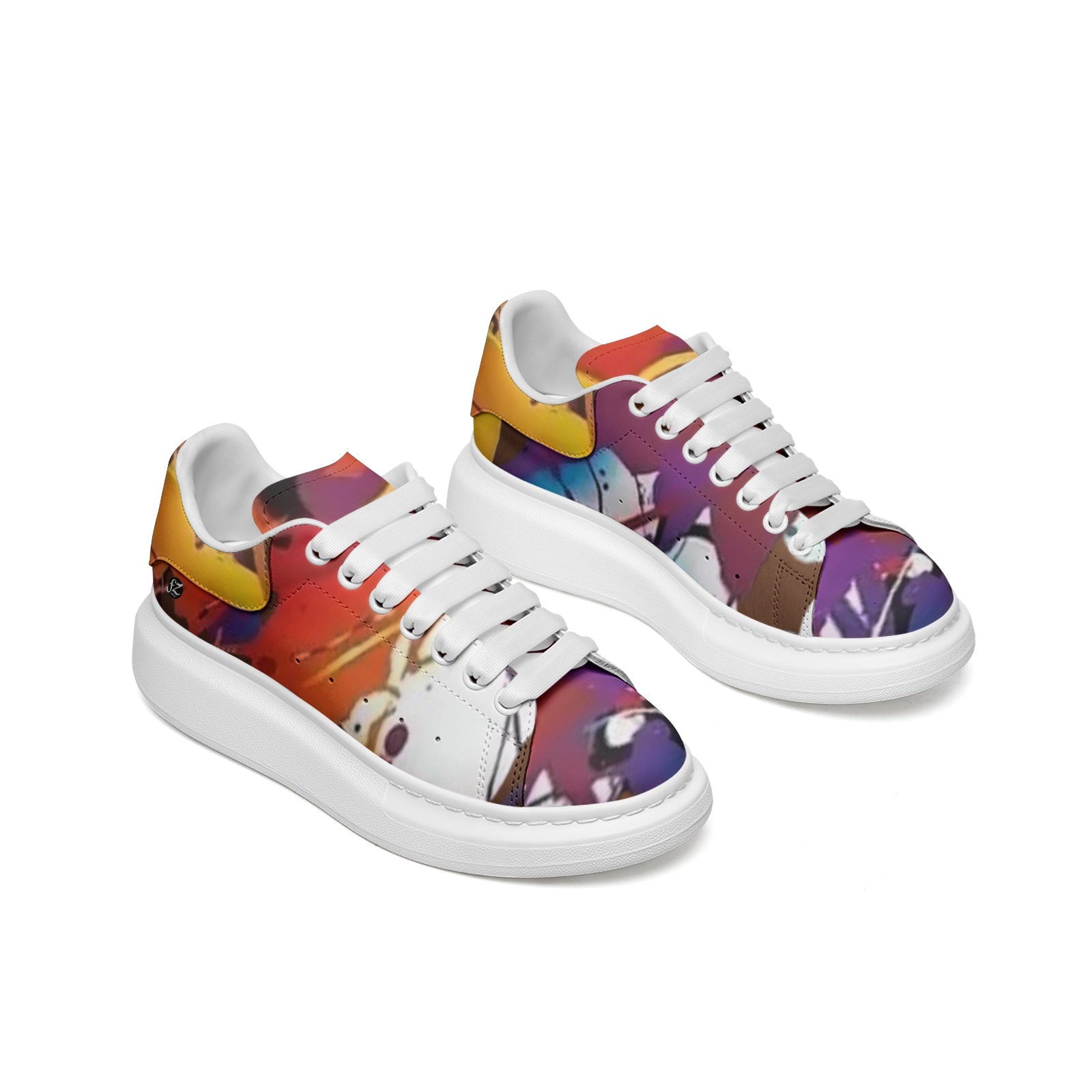 FZ Unisex Non Slip Lace Up Faux Leather Sneakers