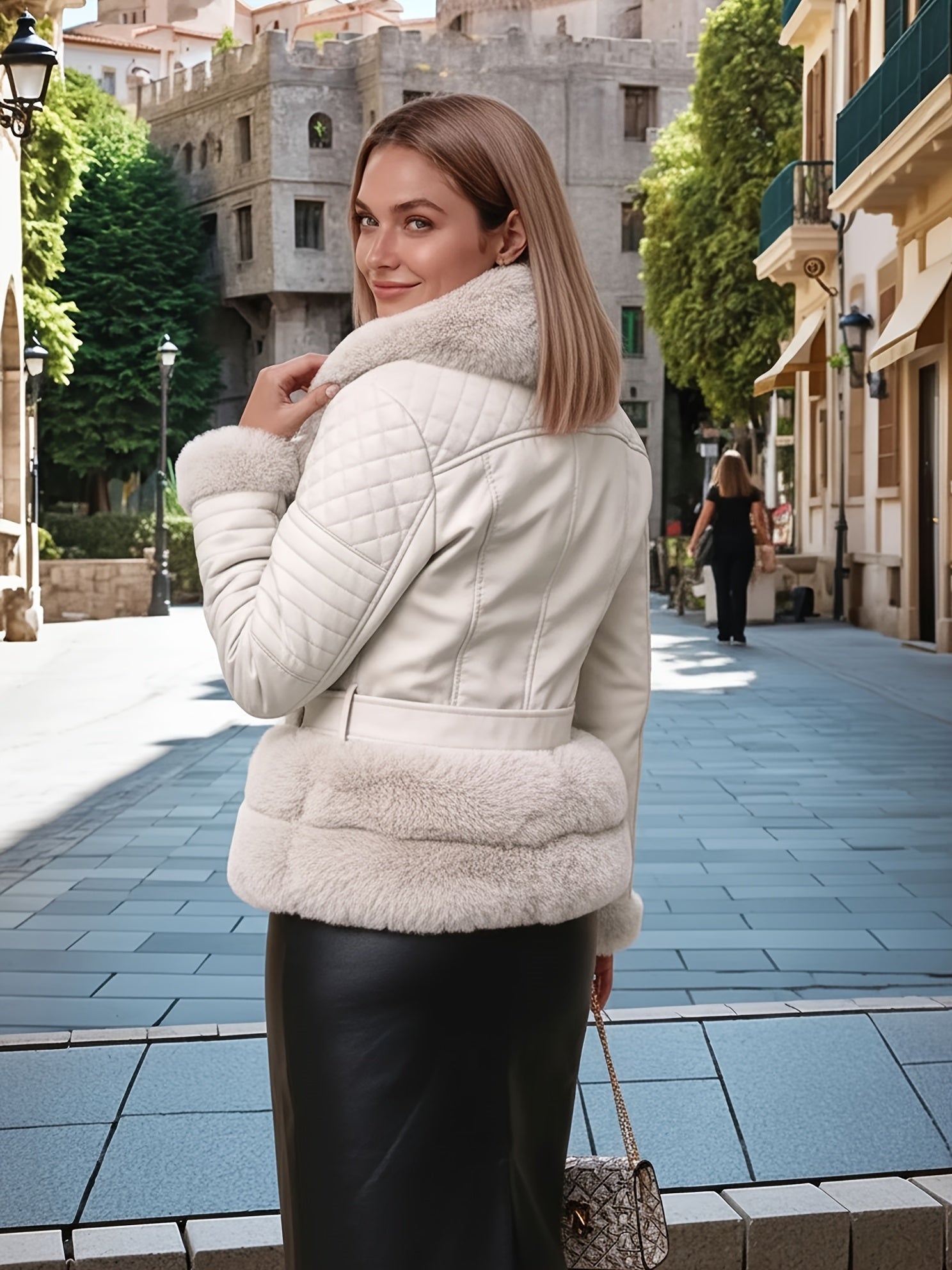 FZ Women'S Retro PU Faux Leather Jacket