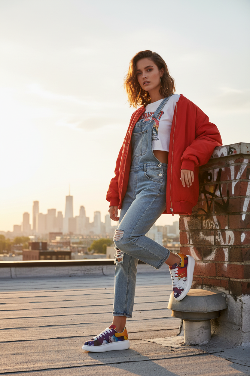 Female 2 - paint splash platform sneakers