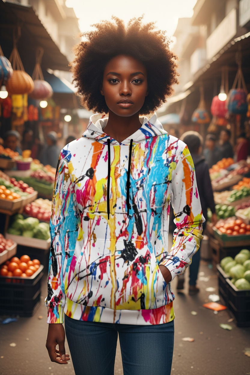Female front - Paint splatter hoodie