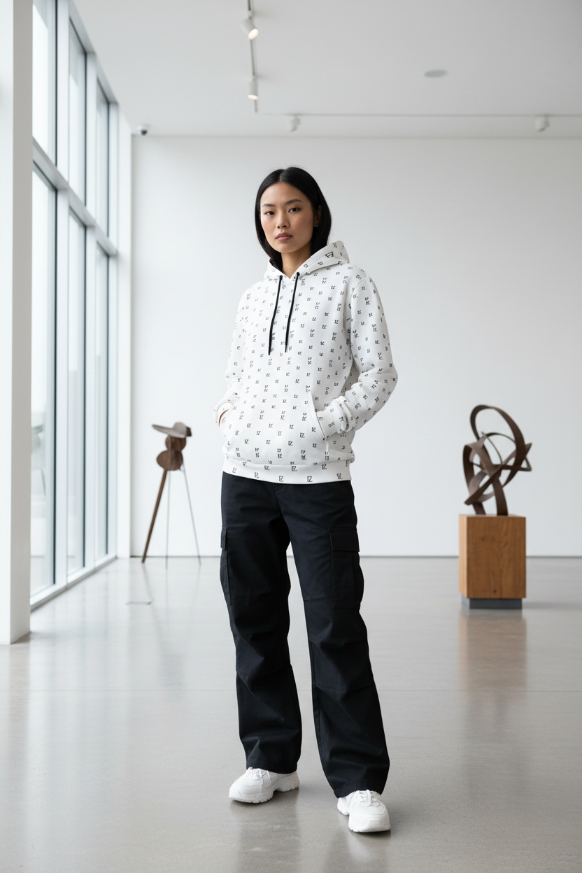 Female model - FZ monogram hoodie