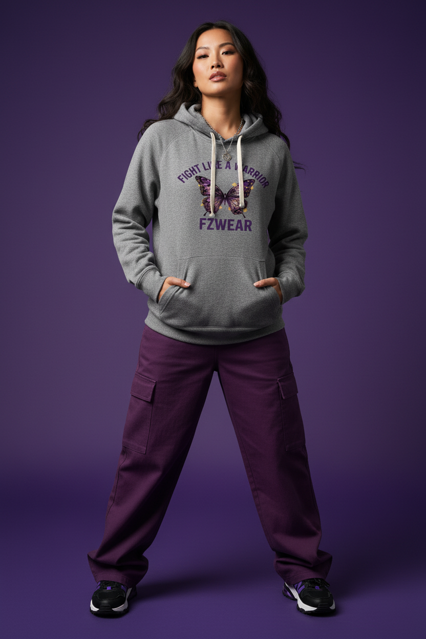 FZwear Heather Grey Hoodie Front