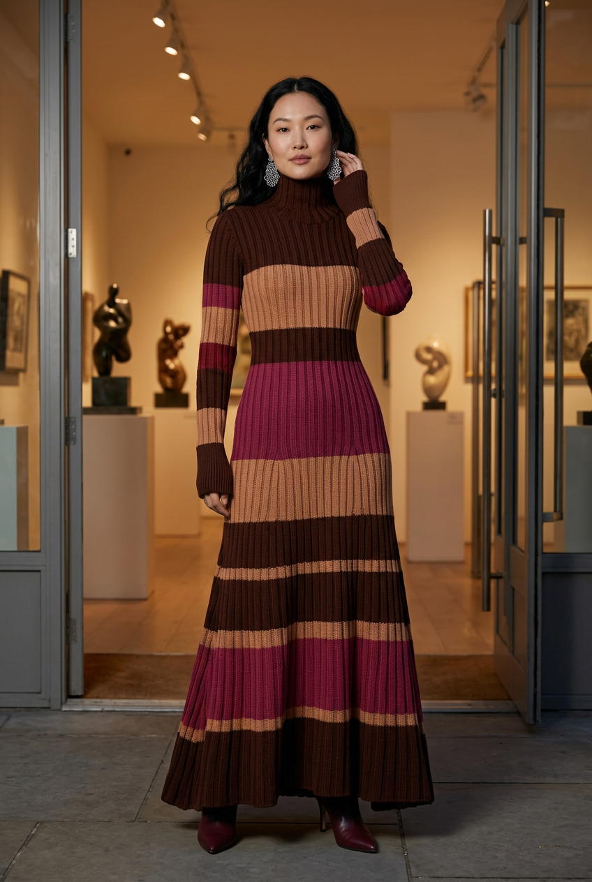 Gallery evening dress look with burgundy boots