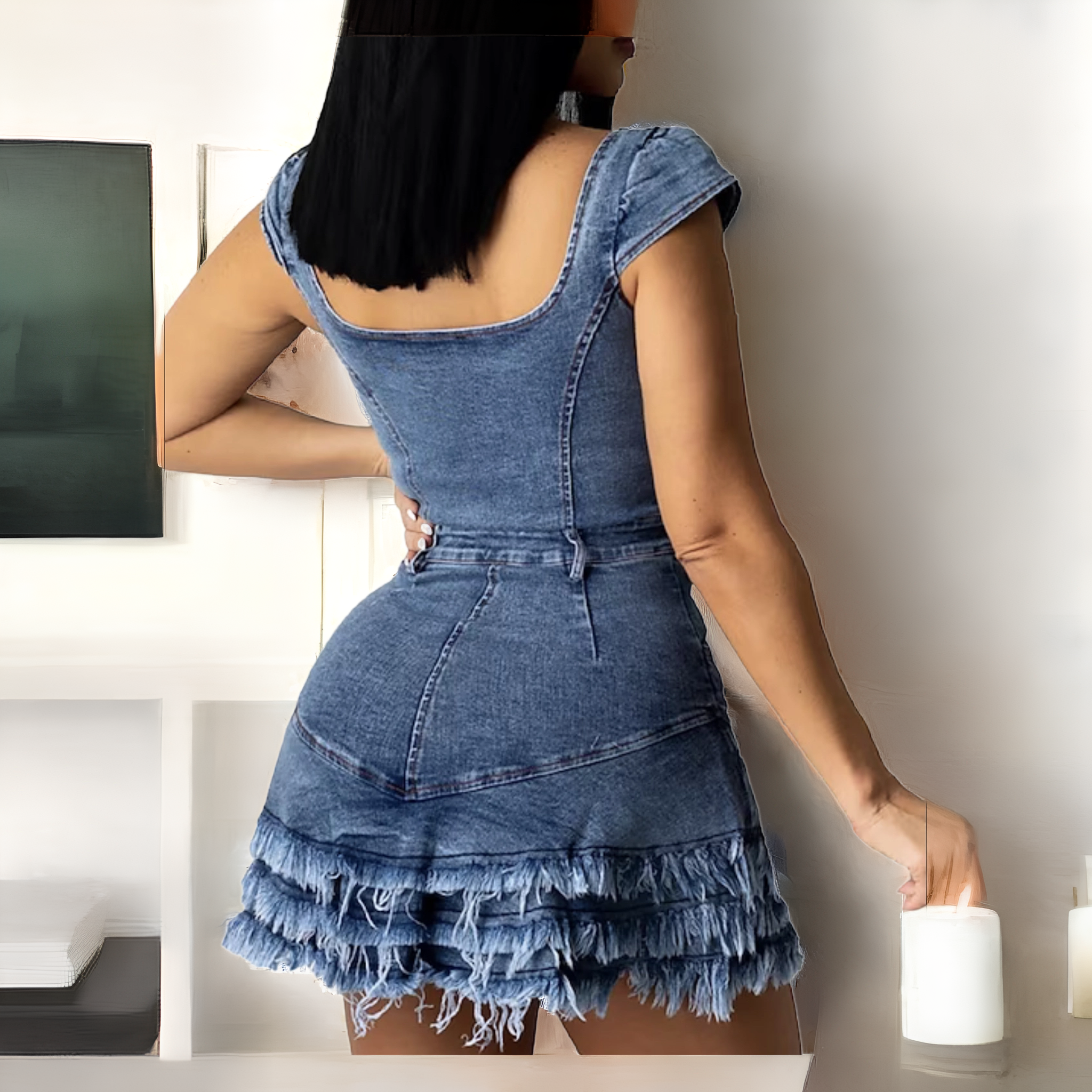 FZ Women's sexy Tassel Sleeveless Denim Mini Dress - FZwear