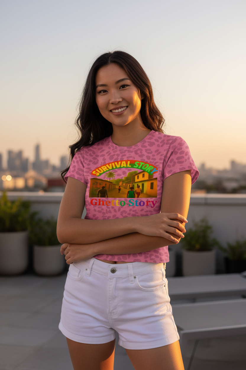 Hot Pink Ghetto Story Tee - Rooftop