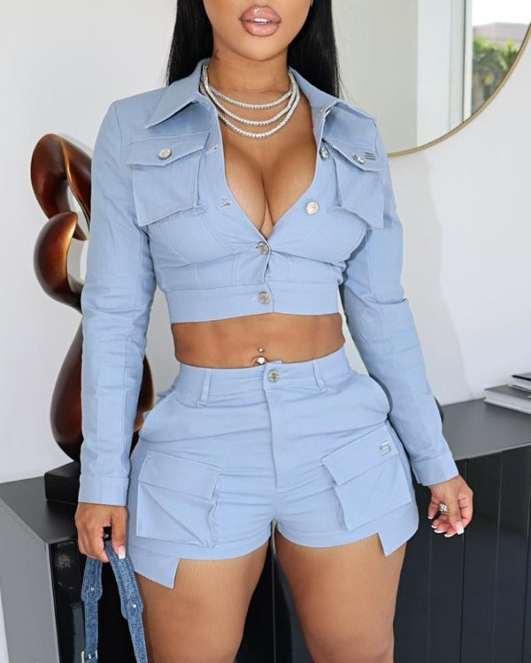 FZ Women's Pocket Design Cargo Shorts Set - FZwear