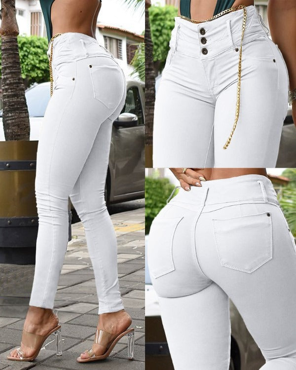 FZ Women's High Waist Pocket Design Skinny Pants - FZwear