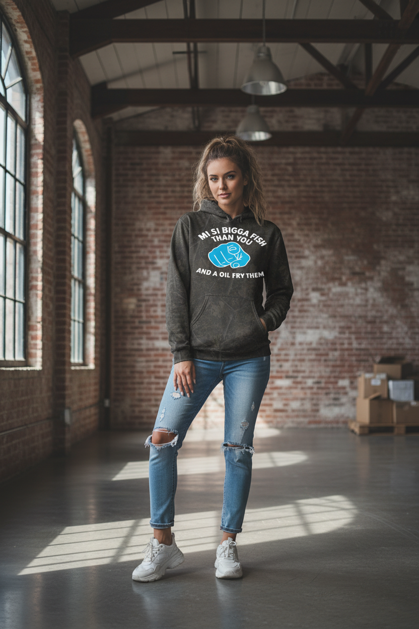 Mineral wash hoodie - White female model, loft warehouse