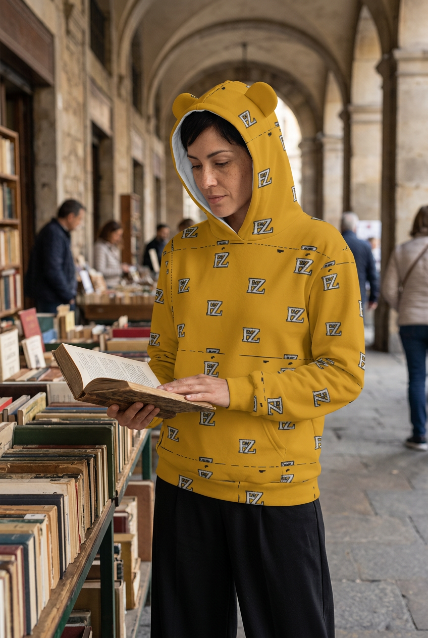 Latina model browsing a bookstall