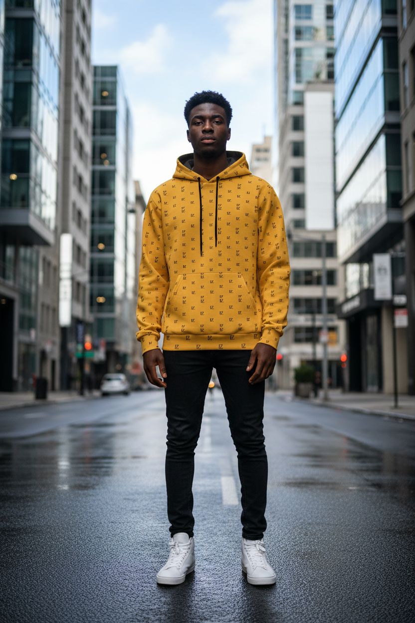 Male front - Golden FZ monogram hoodie