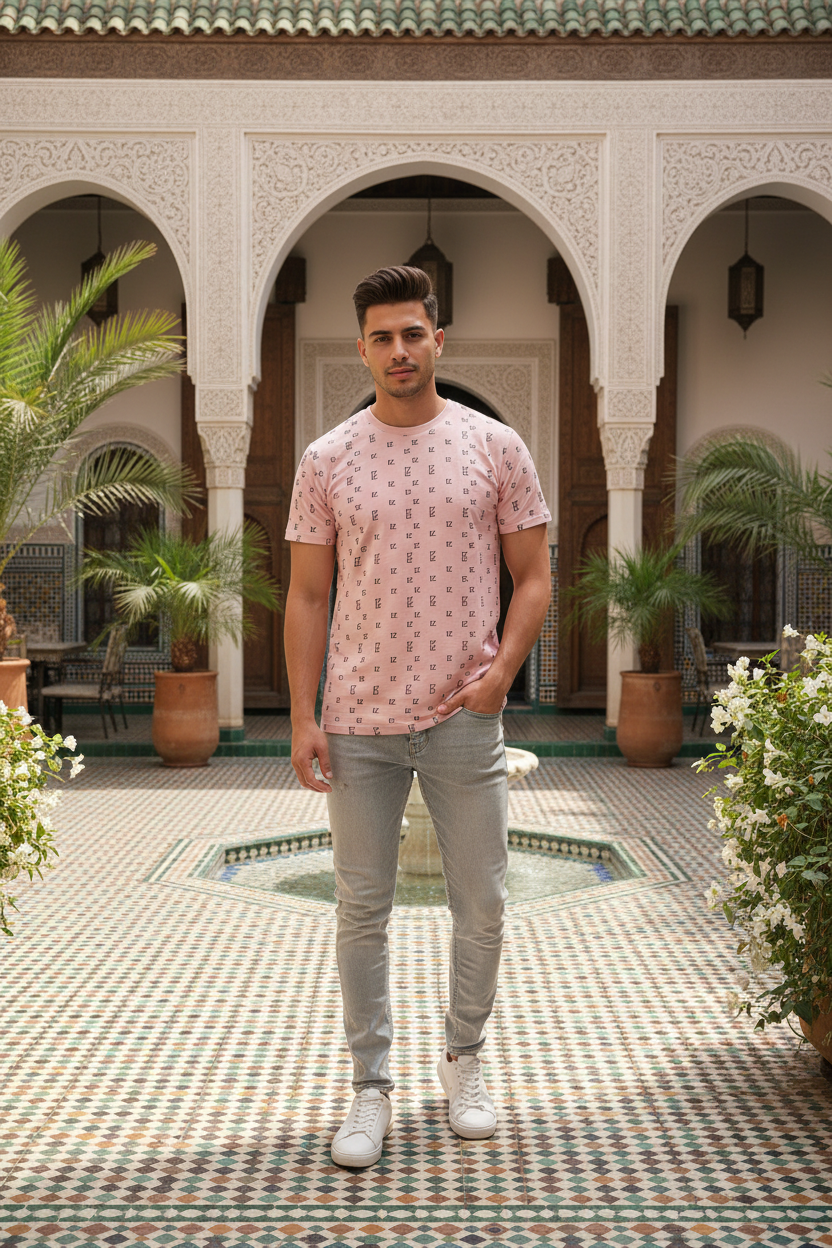 Model 1 - FZwear Pink Monogram Tee