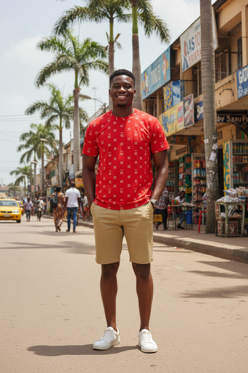 Model 1 - FZwear Red Monogram Tee