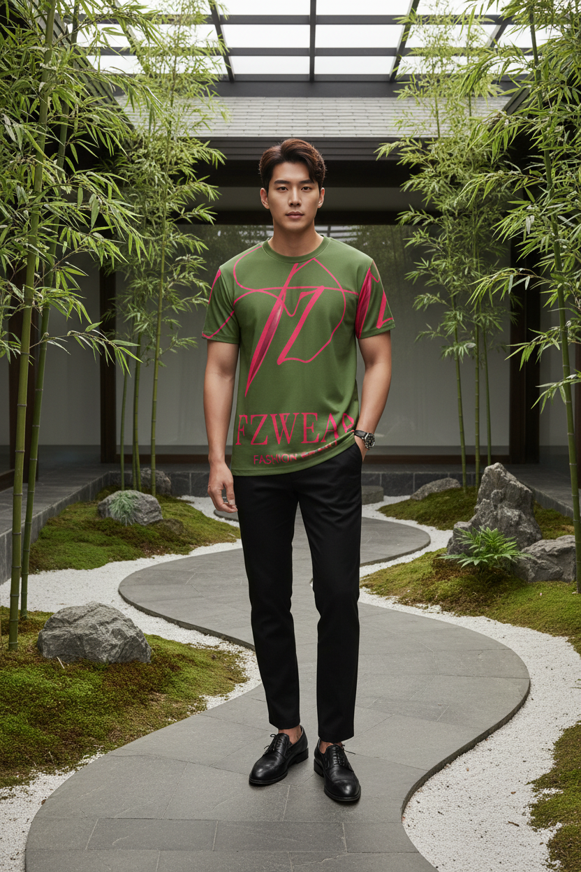 Model 2 - FZwear Olive Tee