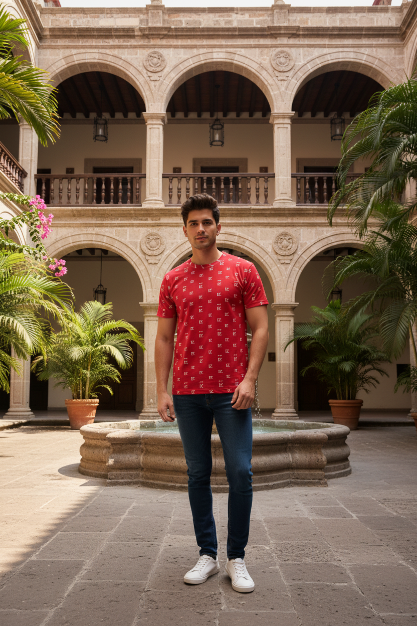 Model 2 - FZwear Red Monogram Tee
