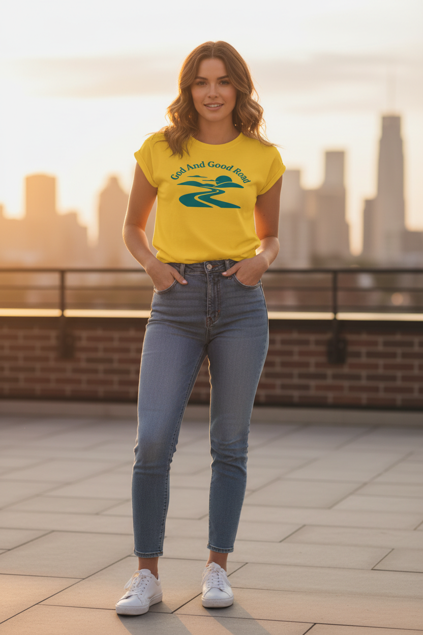 Model on rooftop