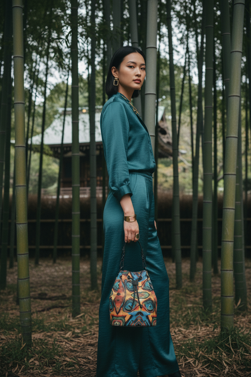 Paisley bag - East Asian woman
