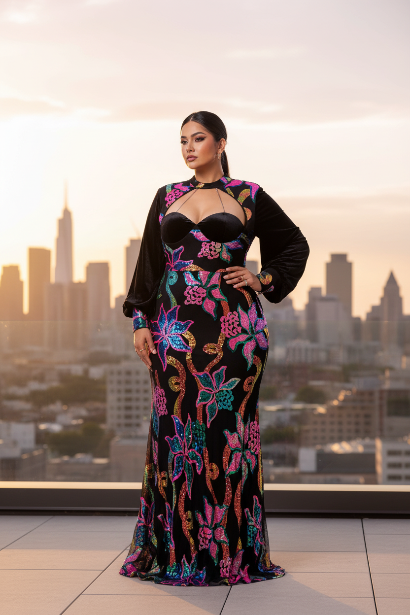 Plus Size Dress - Latina Woman Rooftop