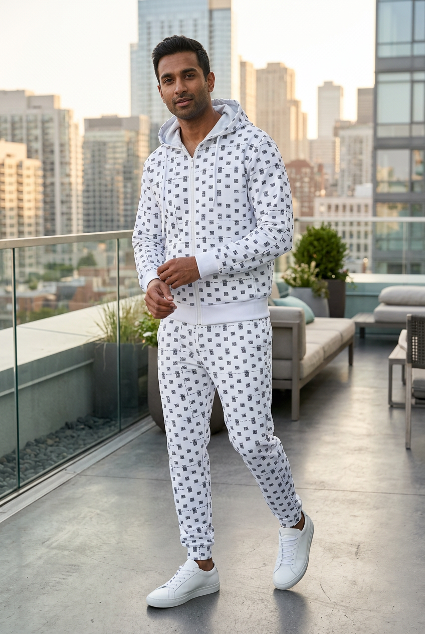 South Asian male turning toward the camera on a rooftop terrace