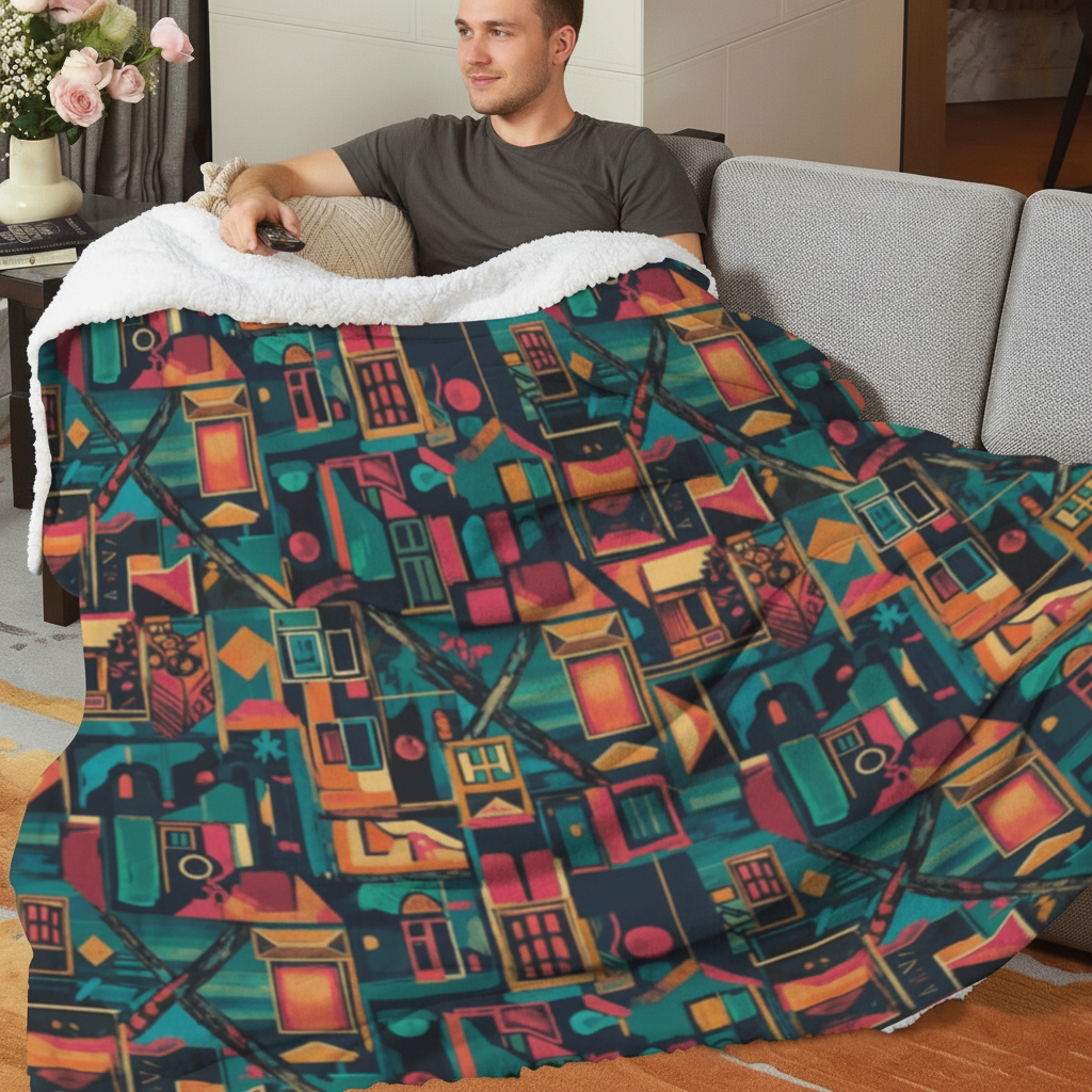 White male model cozy blanket lifestyle