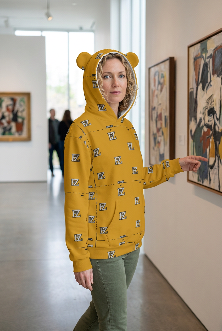 White model in an art gallery