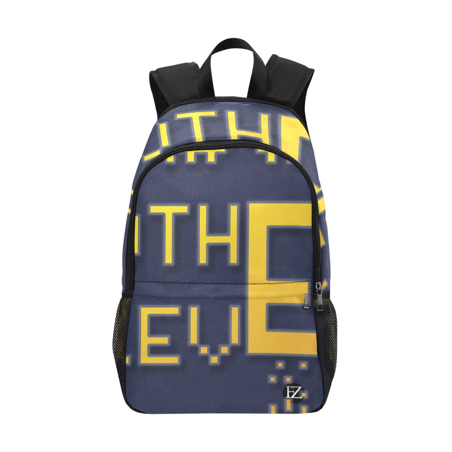 fz yellow levels backpack one size / fz levels backpack - dark blue all-over print unisex casual backpack with side mesh pockets (model 1659)