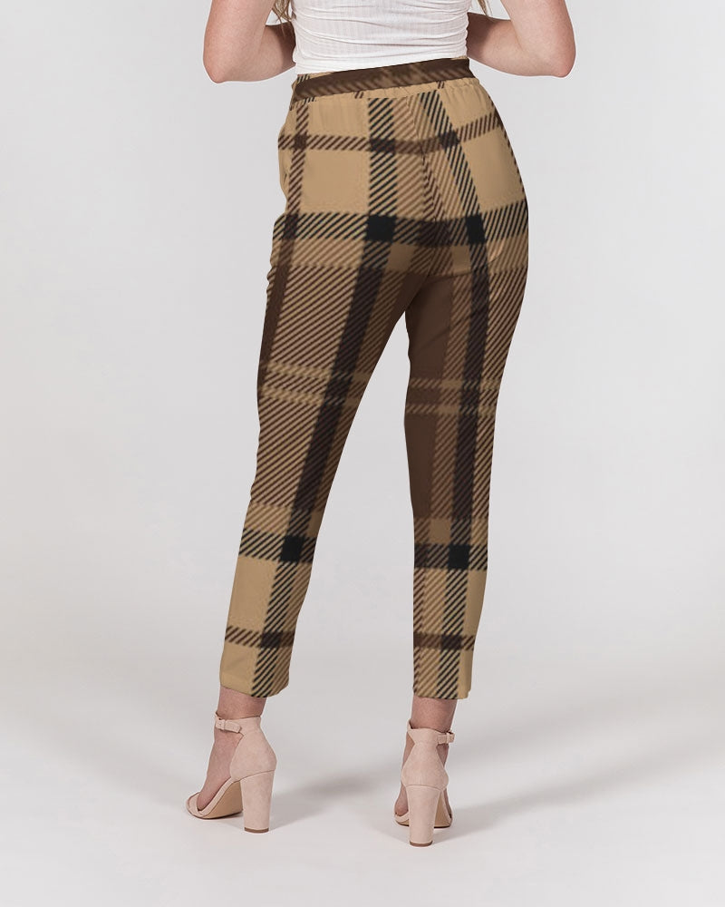 fz plaid women's belted tapered pants