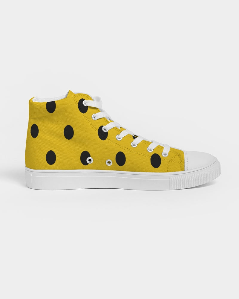 fz yellow dot men's hightop canvas shoe