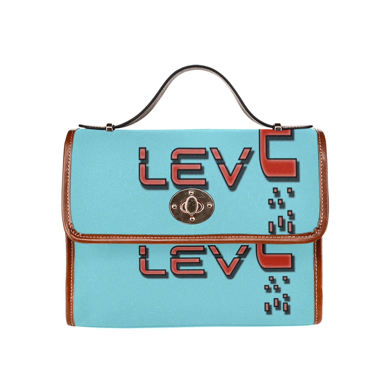 fz red levels handbag one size / fz - levels bag-blue all over print waterproof canvas bag(model1641)(brown strap)