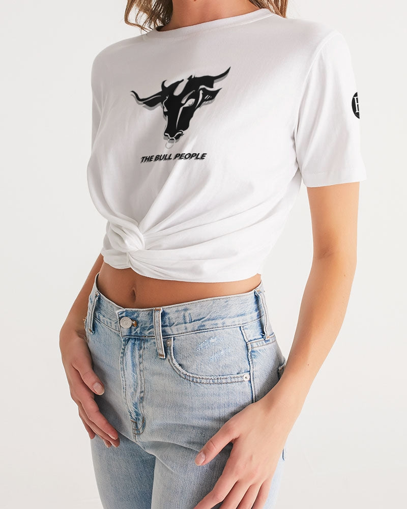 the white  bull women's twist-front cropped tee