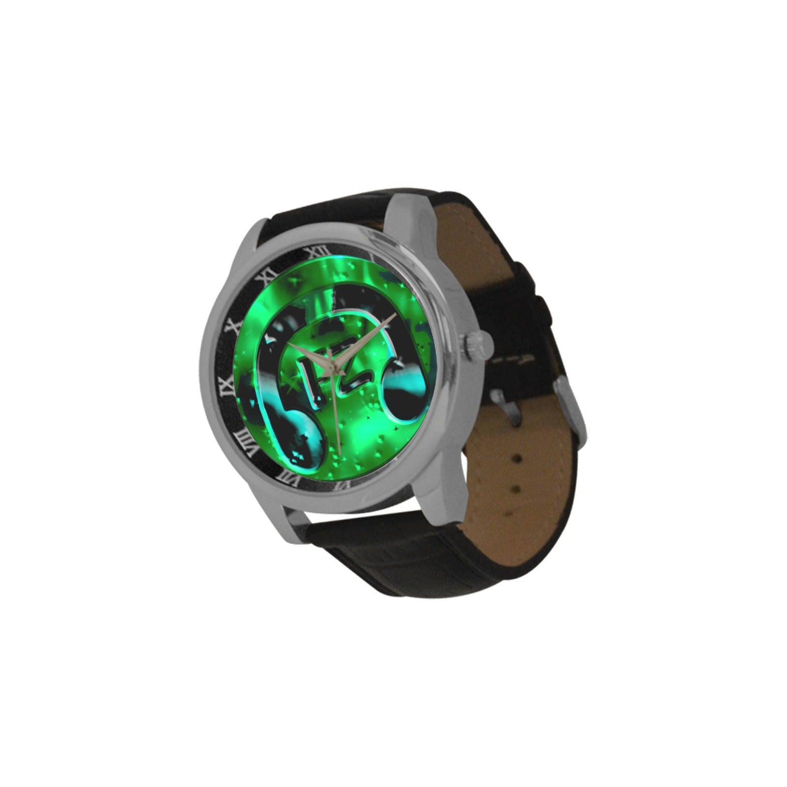 fz original watch - green men's leather strap large dial watch (model 213)