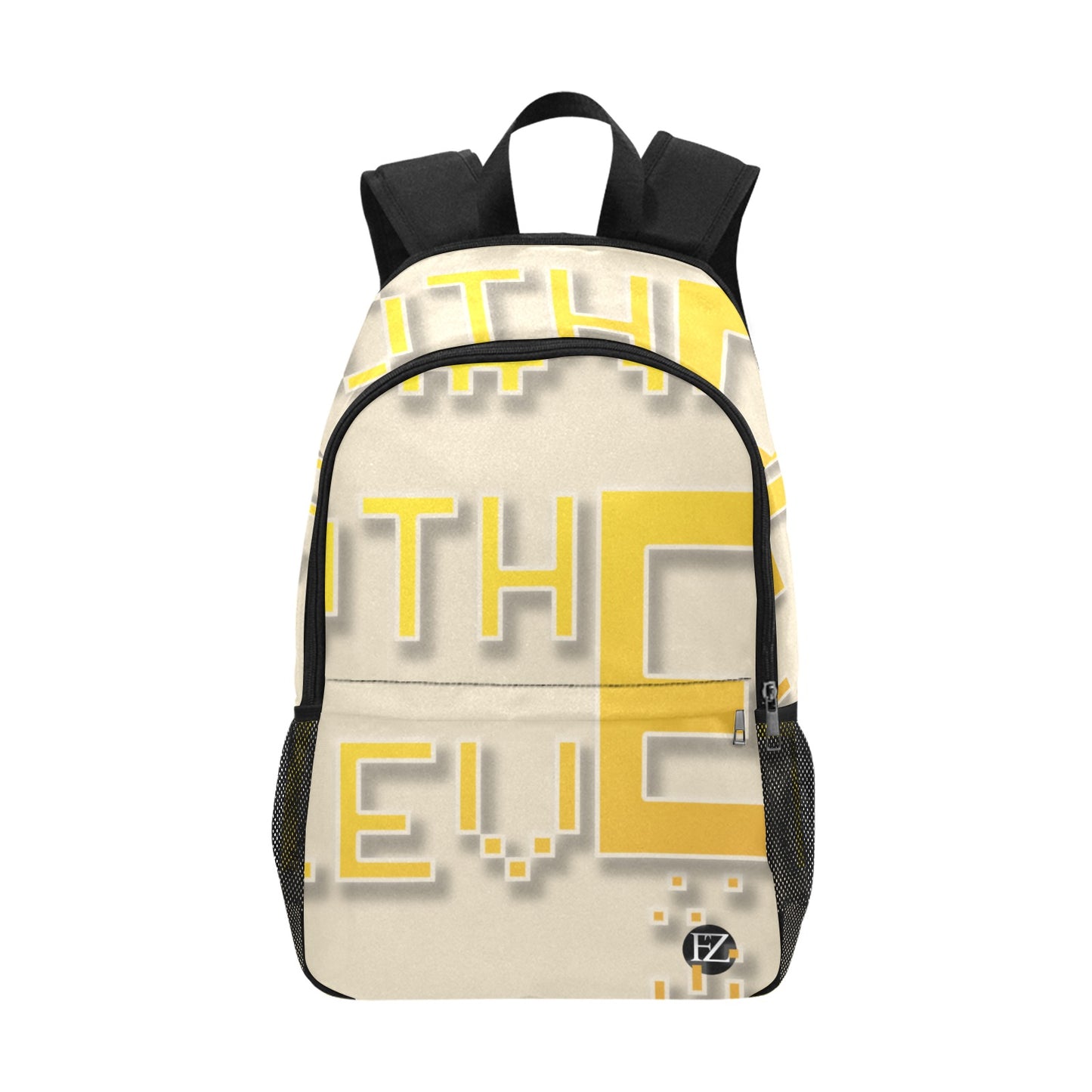 fz yellow levels backpack one size / fz levels backpack - creme all-over print unisex casual backpack with side mesh pockets (model 1659)