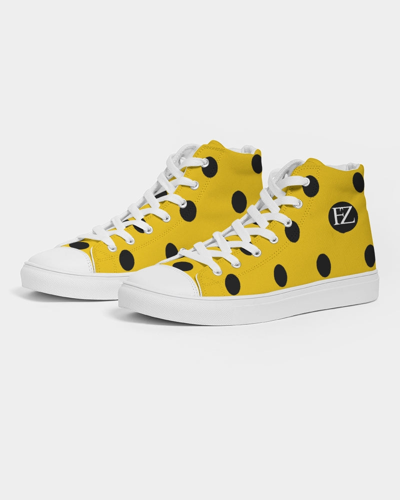 fz yellow dot men's hightop canvas shoe