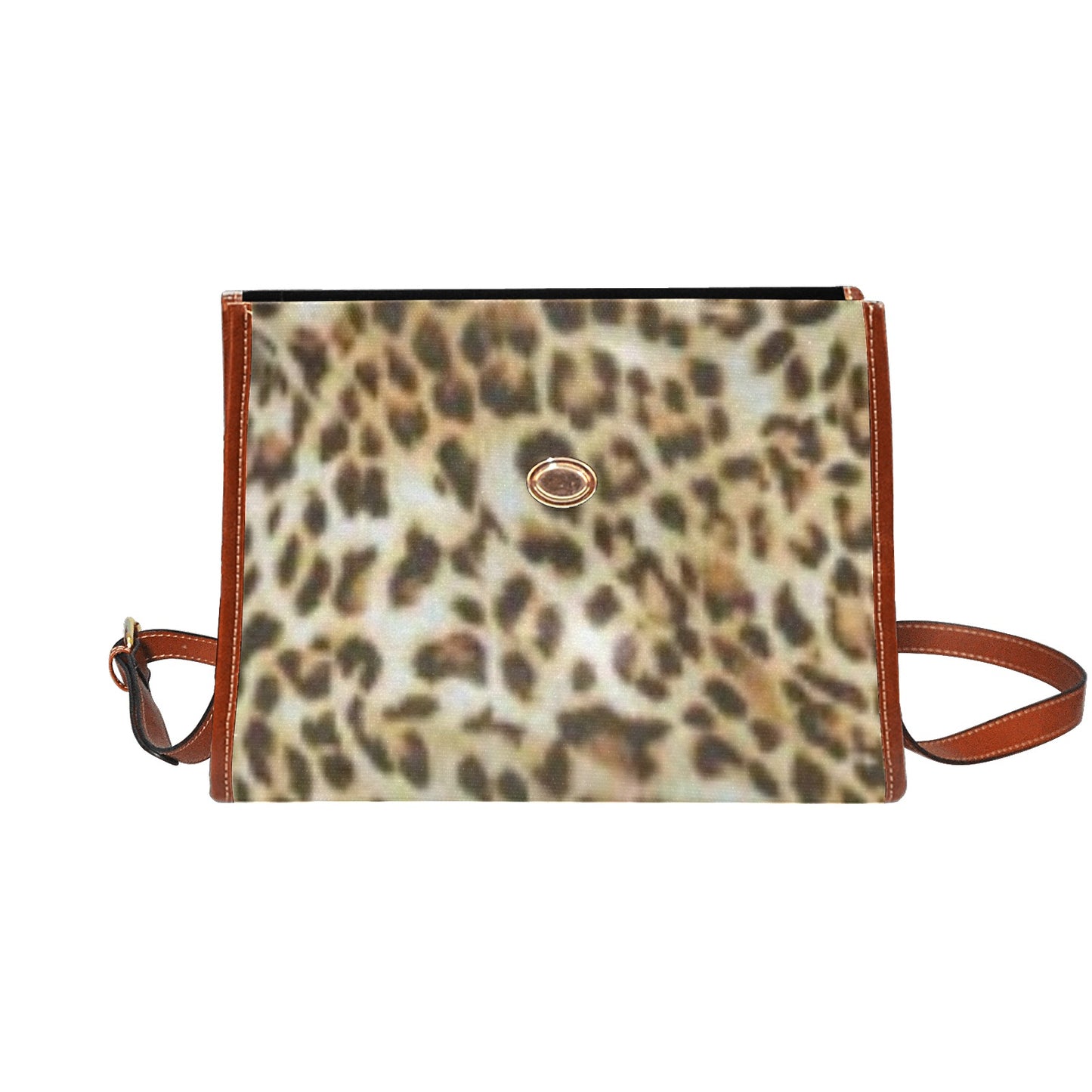 fz leopard handbag all over print waterproof canvas bag(model1641)(brown strap)