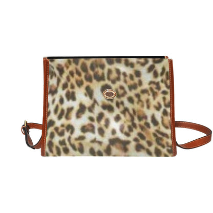 fz leopard handbag all over print waterproof canvas bag(model1641)(brown strap)