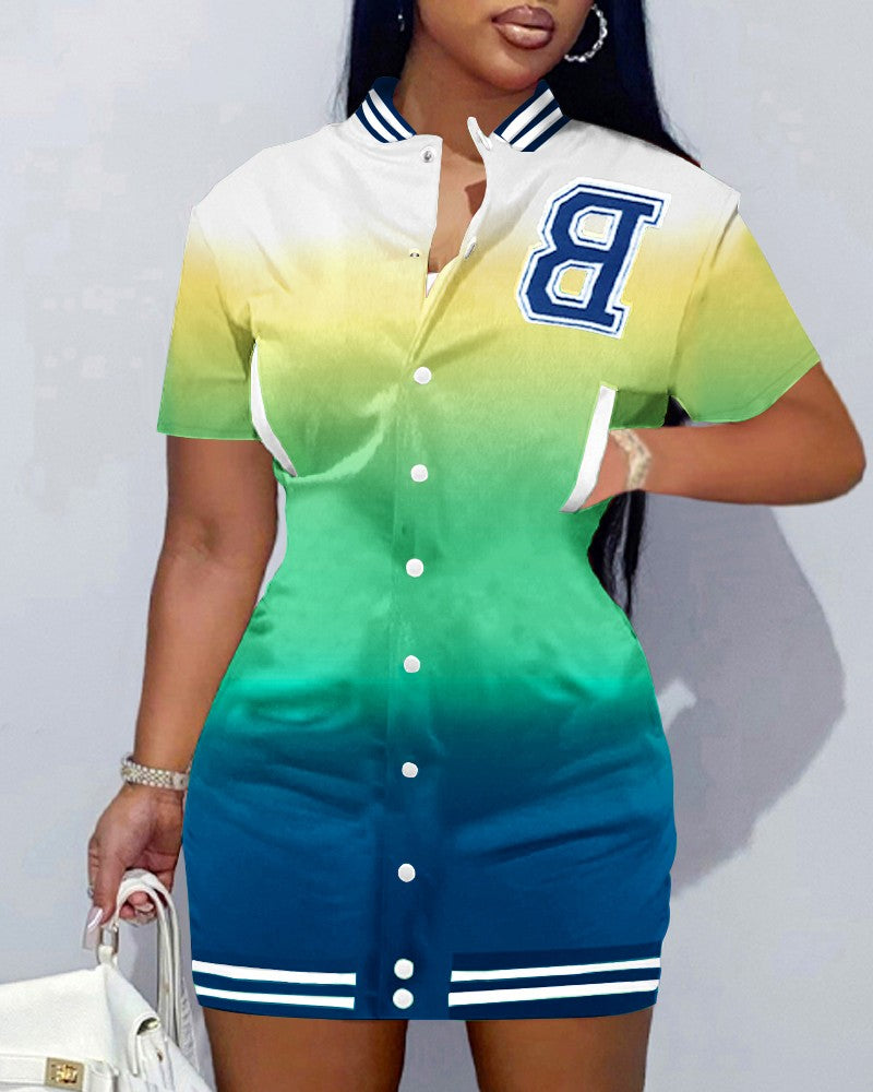 FZ Women's Print Baseball Collar Dress - FZwear