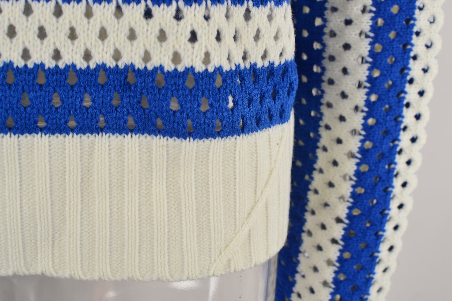 early autumn women hollow out cutout striped crew neck long sleeves knitwear oversized pullover