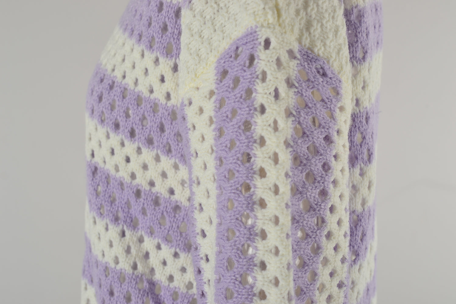 early autumn women hollow out cutout striped crew neck long sleeves knitwear oversized pullover