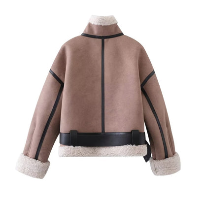 FZ Women's Double Sided Fleece Loose Lapels Jacket - FZwear