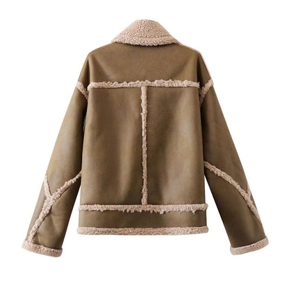 FZ Women Winter Casual Faux Shearling Lamb Wool Jacket - FZwear