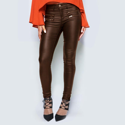 FZ Women's Low Waist Stretch  Faux Leather Pants - FZwear