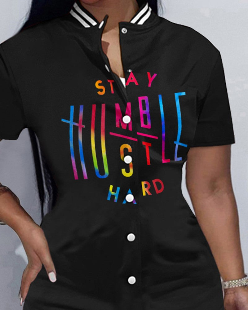 FZ Women's Print Baseball Collar Dress - FZwear