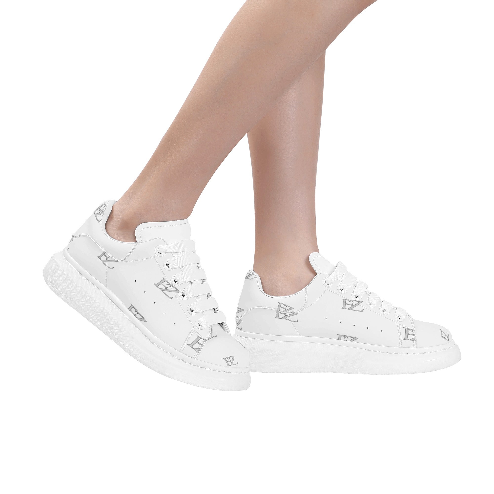 FZ Women's White Tongue Low Top Chunky Shoes - FZwear