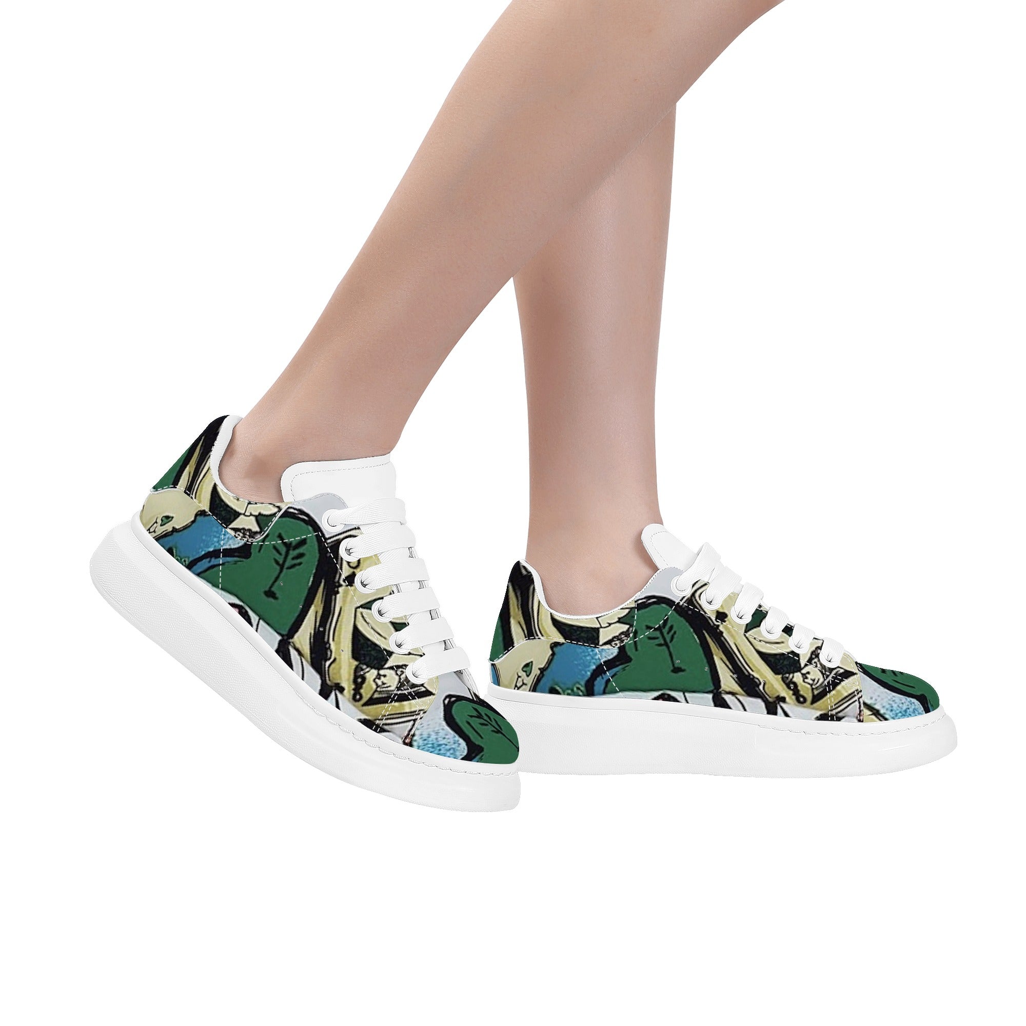 FZ Women's White Tongue Low Top Chunky Shoes - FZwear