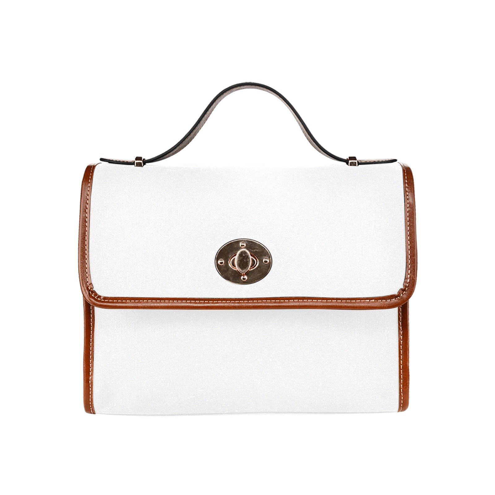 fz zone handbag one size / the zone - white all over print waterproof canvas bag(model1641)(brown strap)