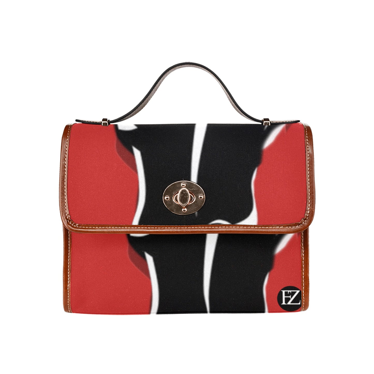 fz bull handbag one size / fz bull handbag - red all over print waterproof canvas bag(model1641)(brown strap)