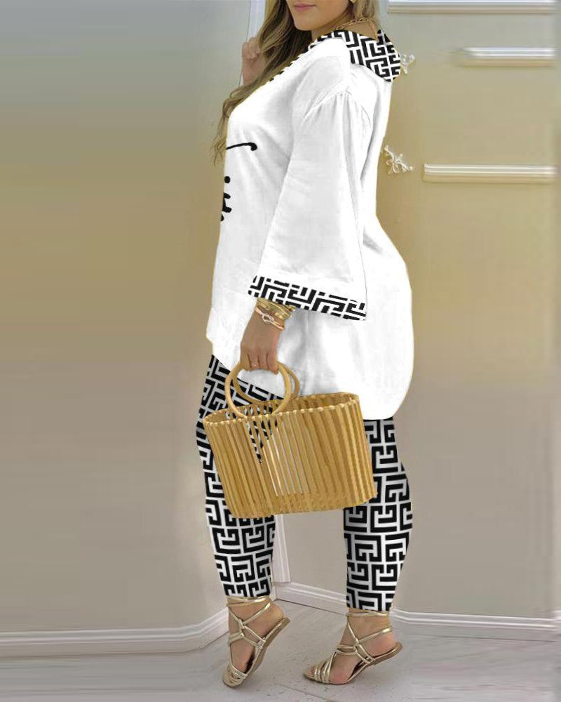 FZ Women's Plus Size Faith Geometric Print Pants Set - FZwear